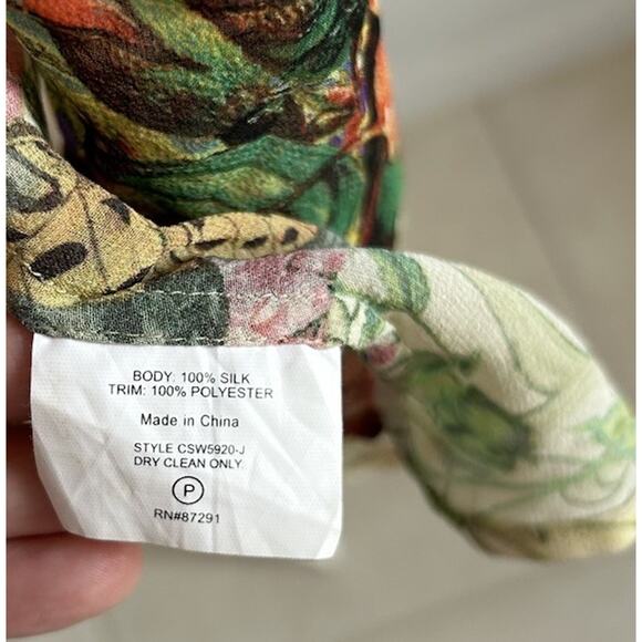 Johnny Was Silk Cover-Up Kimono Butterflies Floral Boho Chic Gypsy Beach Resort - Picture 6 of 11